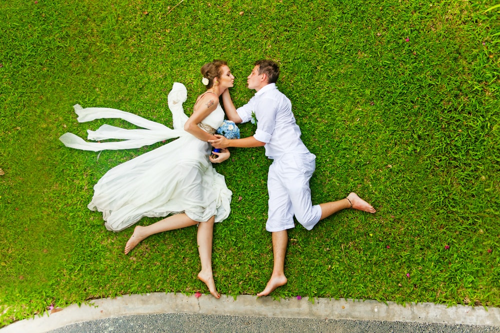Funny wedding games on a grass