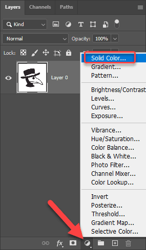 Create a Solid Color Adjustment layer