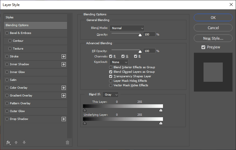 open the "Layer Style Panel"