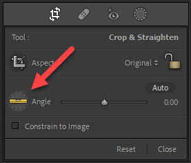 Pick up the Spirit Level by clicking on the icon to the left of the Angle Slider