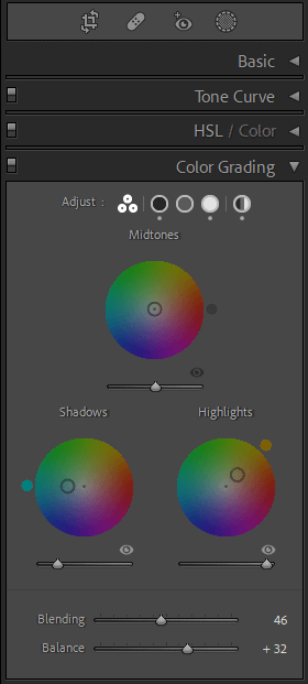 Color Grading panel location