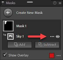 Select the mask and click on the three dots icon at the right